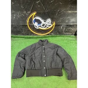 Pretty Little Things Black Cropped Peach Skin‎ Bubble Puffer Jacket Size 14 MD